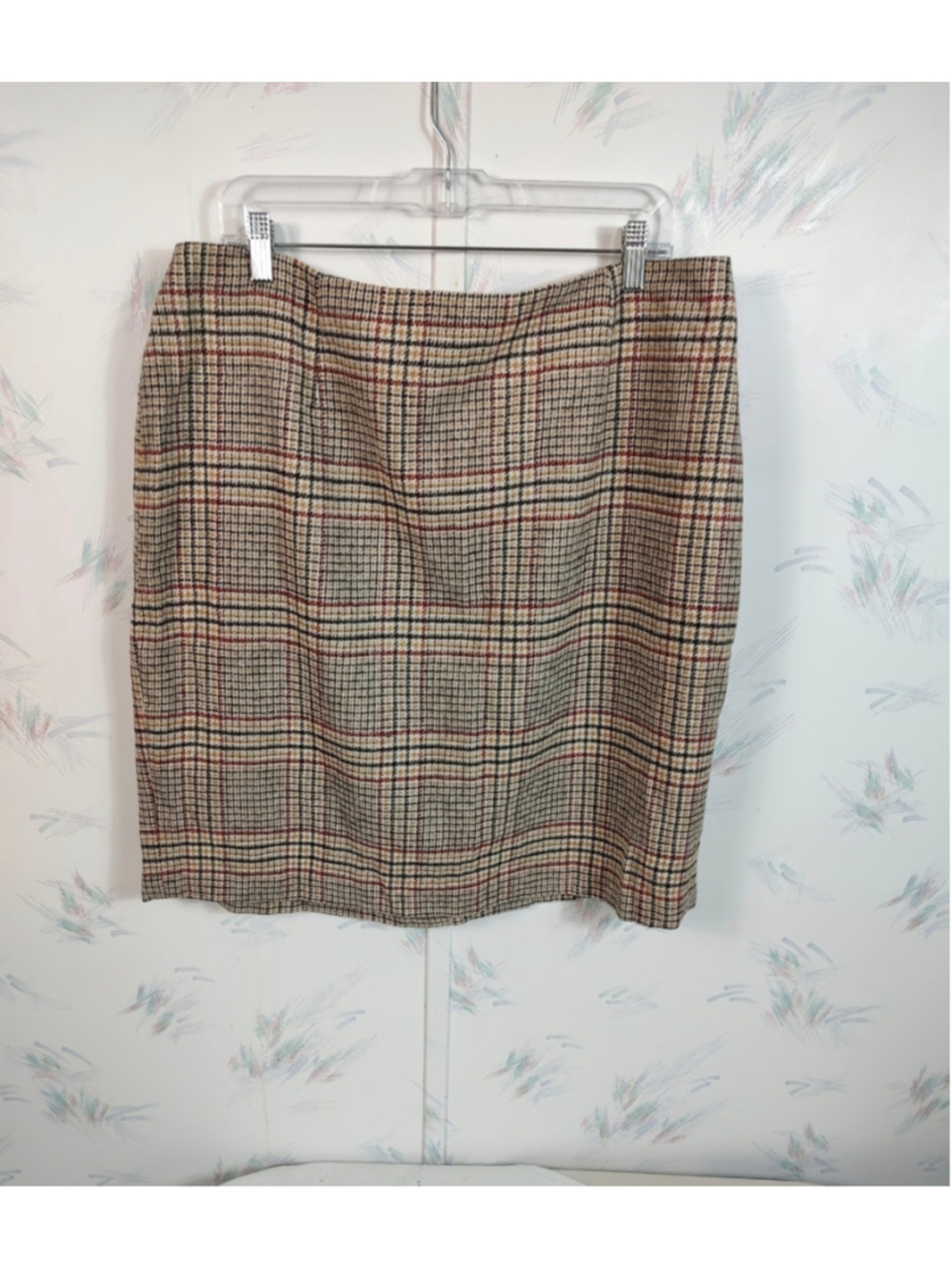 Women's Plaid Midi Skirt, Beige and Black Talbots Woman Petites 18WP